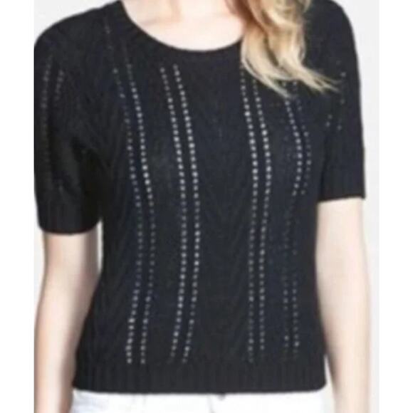 Sanctuary Women's sz Small Black Short Sleeve Knit Sweater New with Tags - Picture 1 of 9